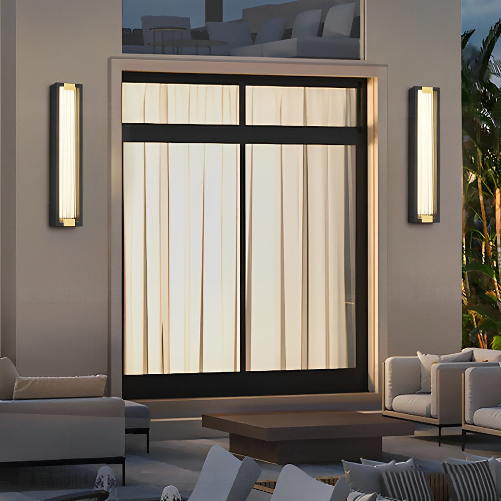 Rectangular Waterproof LED Black Modern Porch Lights Wall Sconces | Dazuma