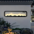 Rectangular Mountain Scenery LED Waterproof Black Outdoor Wall Lamp | Dazuma