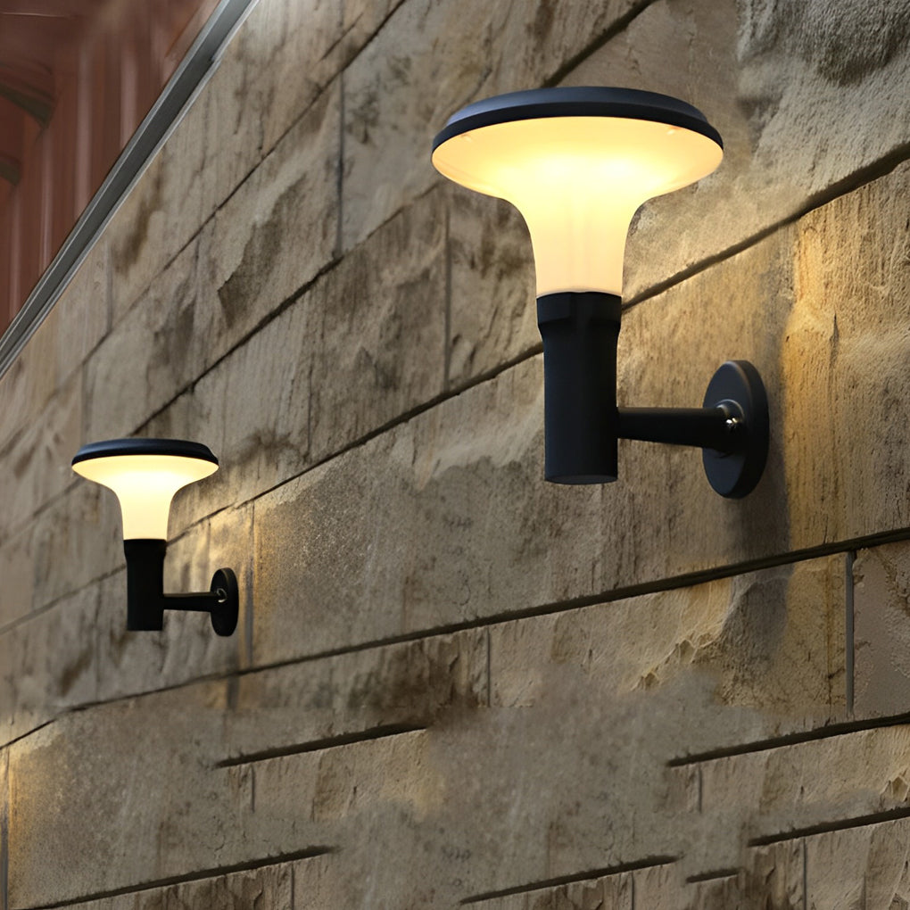 Round Flower LED Waterproof Black Modern Solar Wall Lamp Wall Sconces Lighting | Dazuma