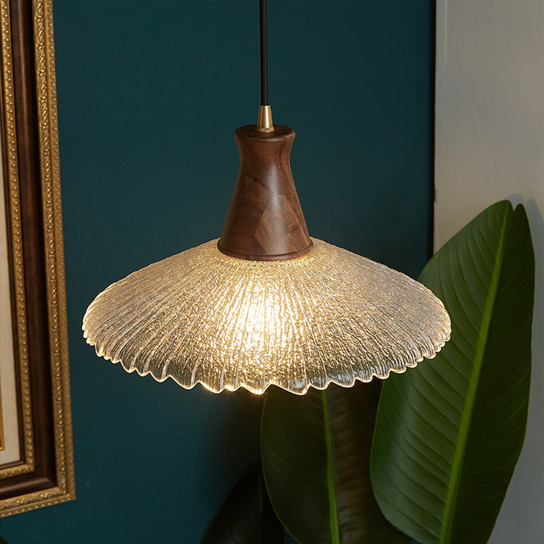Wood Light Pendant Wabi Sabi Style Glass Pendant Lighting