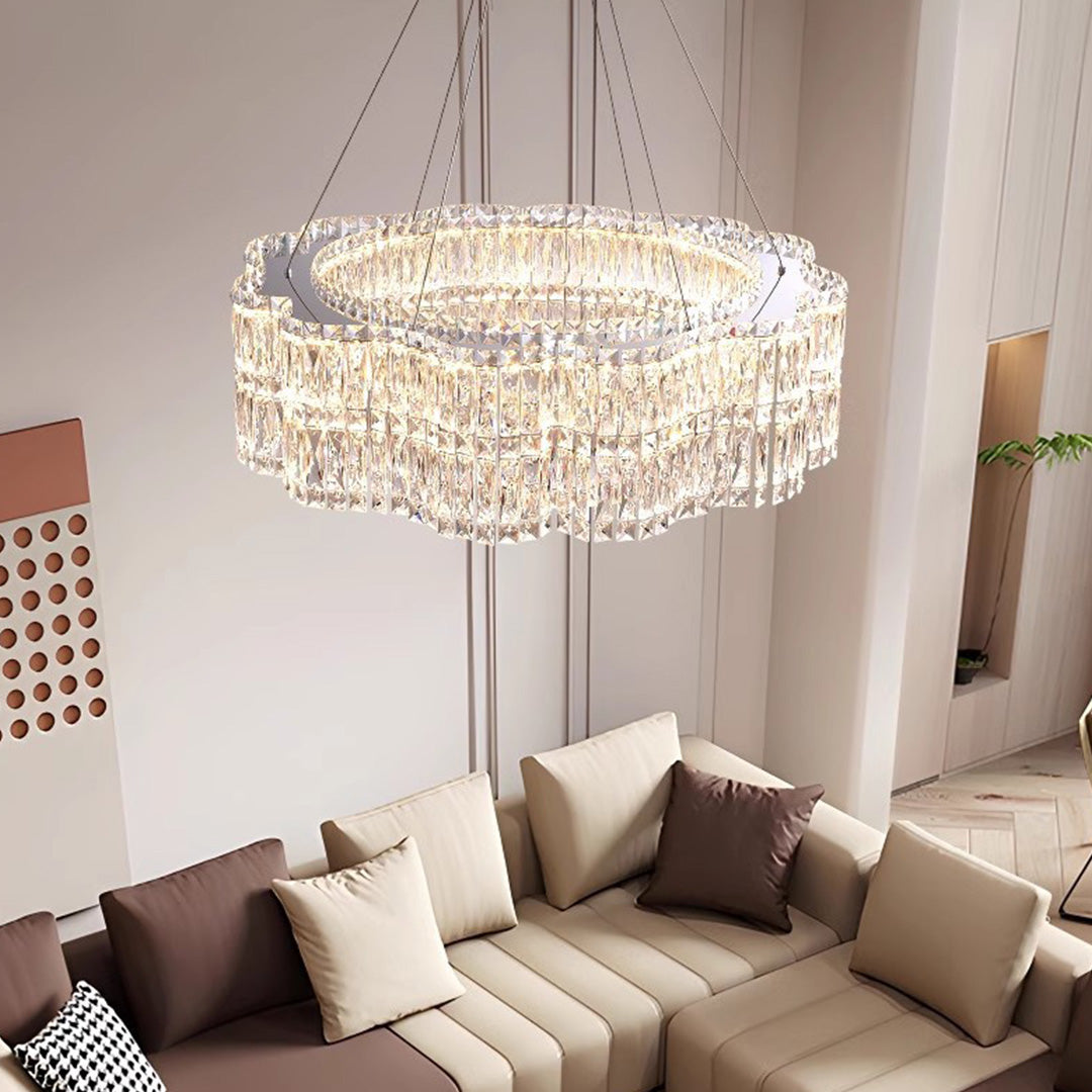 LED Large Crystal Chandelier Elegant Chandelier Light Modern Minimalist Style Design