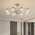 Sputnik Mid Century Semi-Flush Mount Lighting Silver Metal Ceiling Lighting