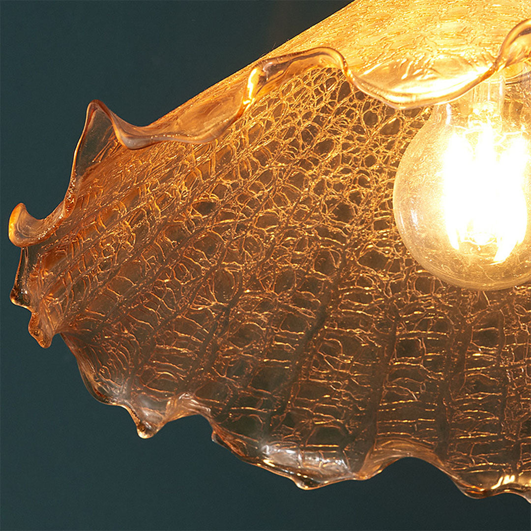 Brass Pendant Lighting Fixtures American Vintage Walnut Wood Cracked Glass Bedroom Light