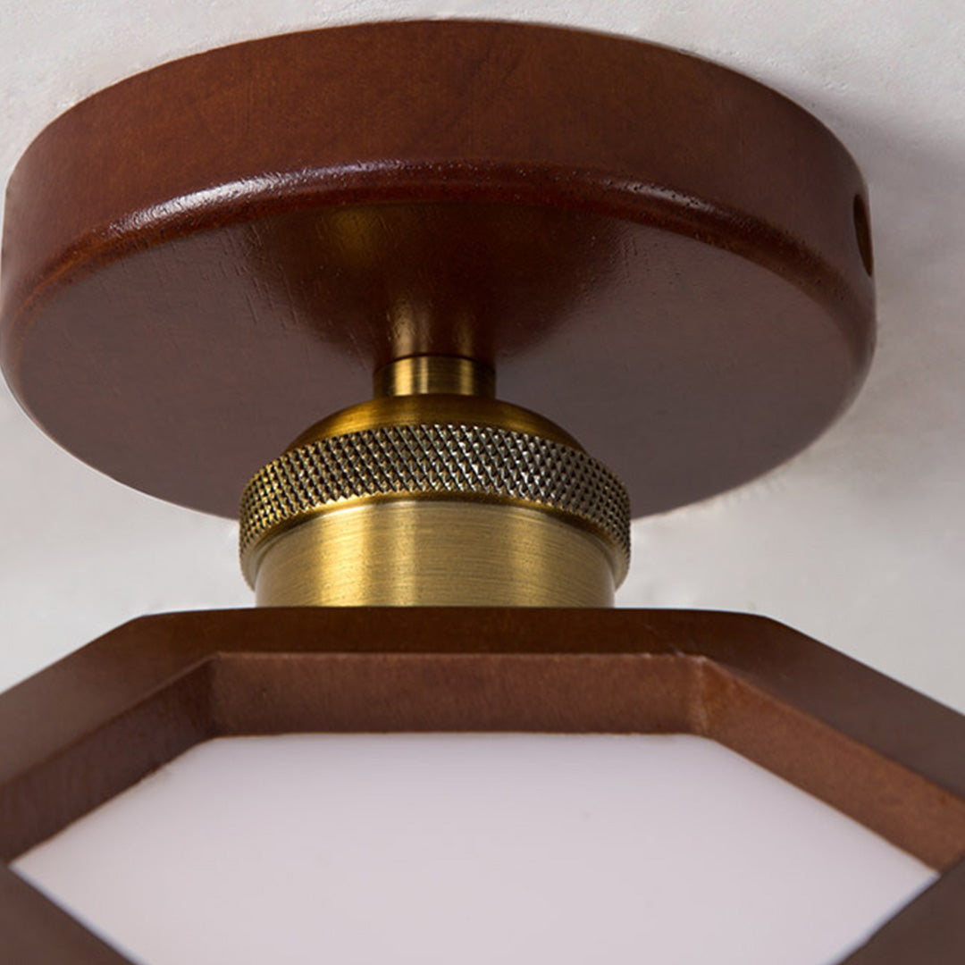 Wood Semi Flush Mount Light Modern Minimalist Lotus Light Design