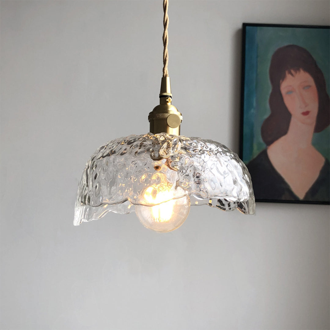 Nordic Pendant Lighting Hammered Glass and Brass Light