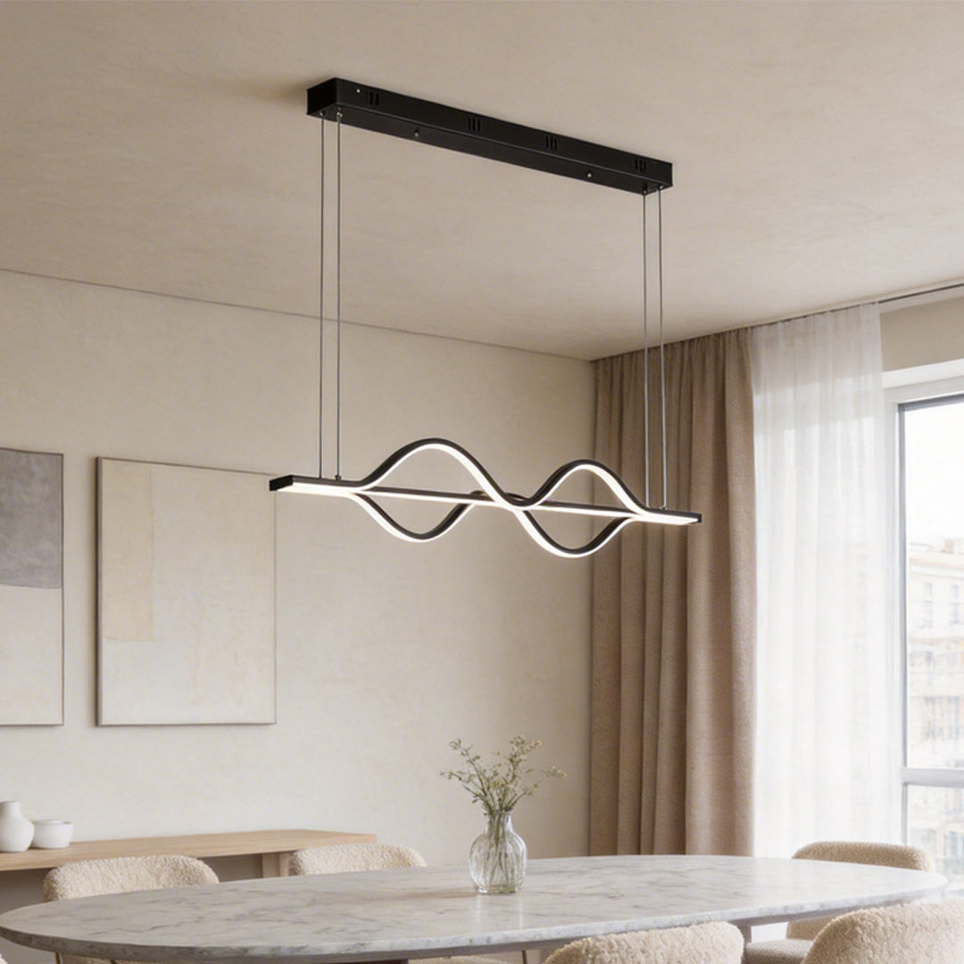 Simple Long Waves Lines 3 Step Dimming Modern Dining Room Chandeliers Design