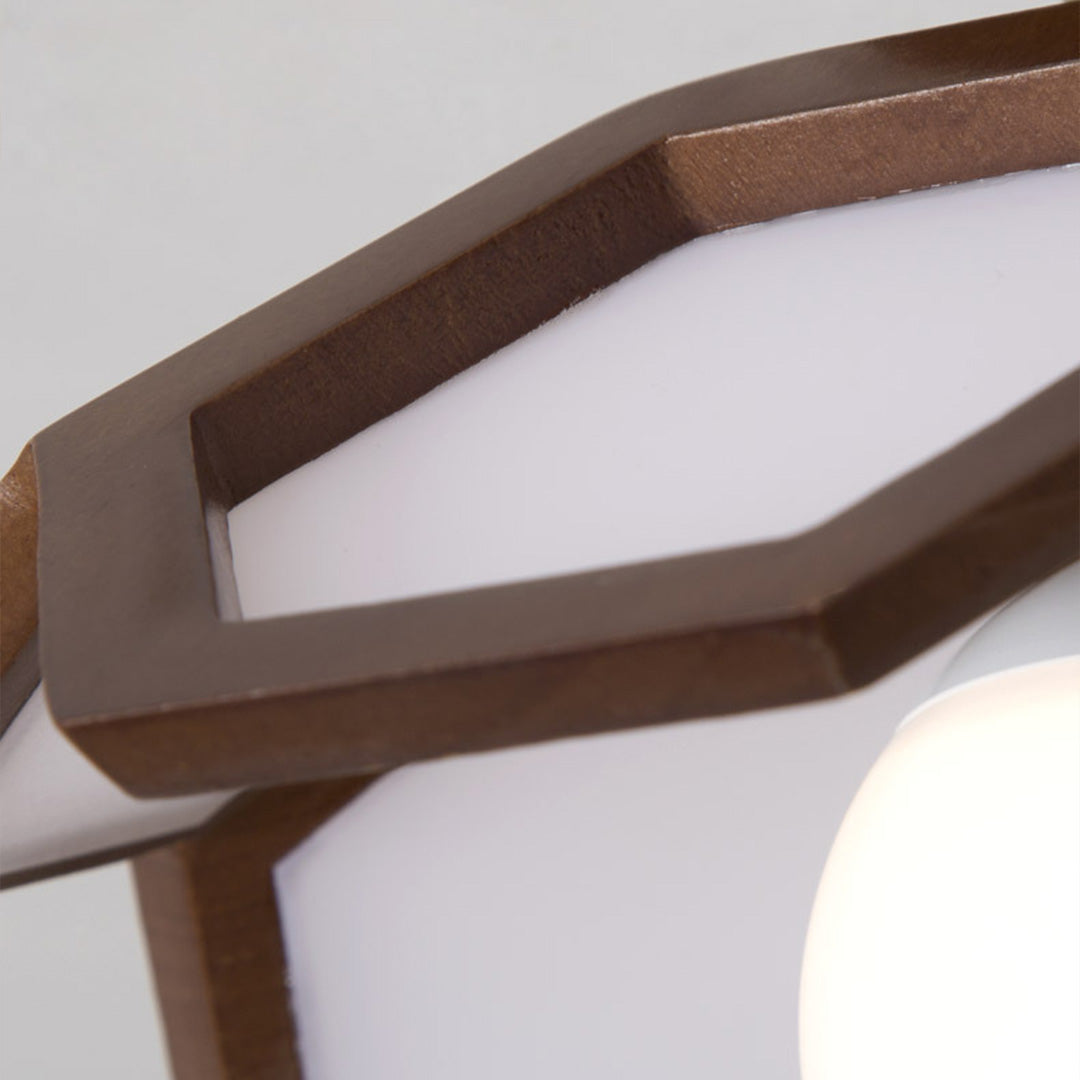 Wood Semi Flush Mount Light Modern Minimalist Lotus Light Design