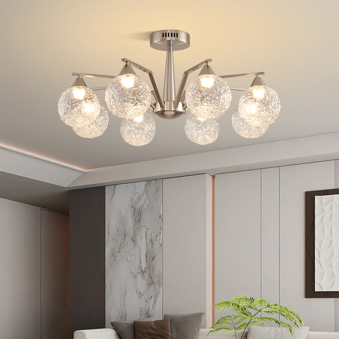 Sputnik Mid Century Semi-Flush Mount Lighting Silver Metal Ceiling Lighting