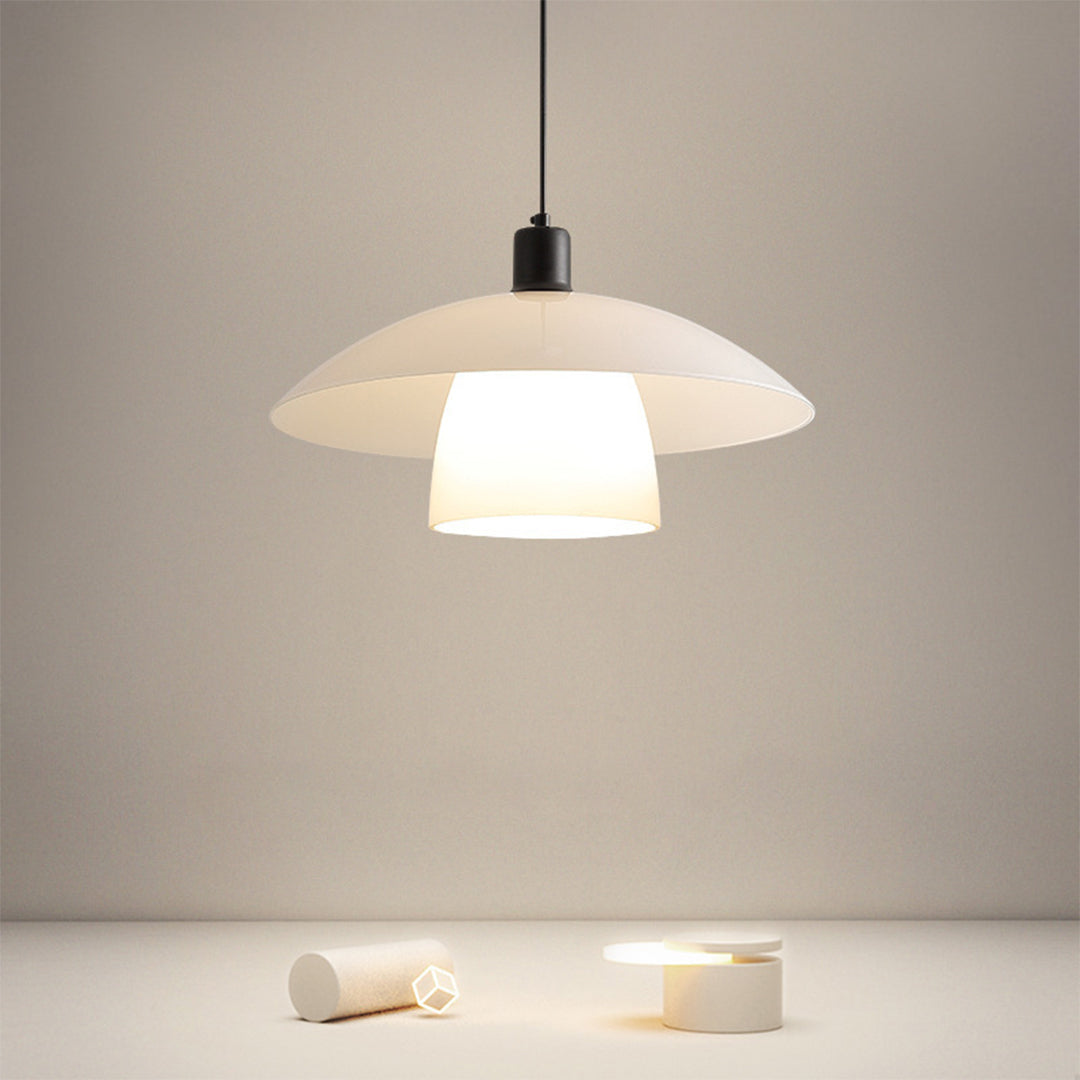White Pendant Lighting Fixture Wabi Sabi Style Opal Glass Light