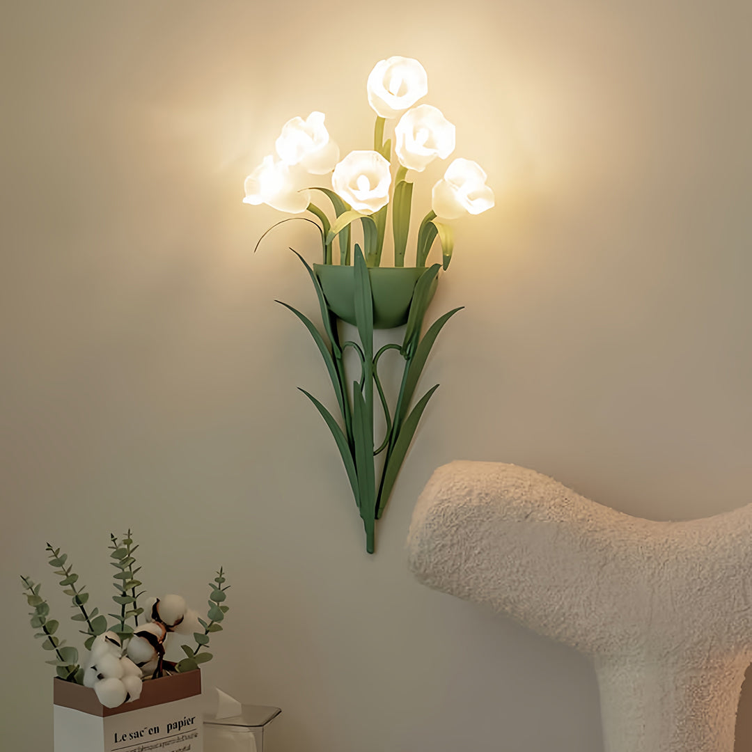 Art Deco Wall Light Creative Green Vintage Flower Decorative Light