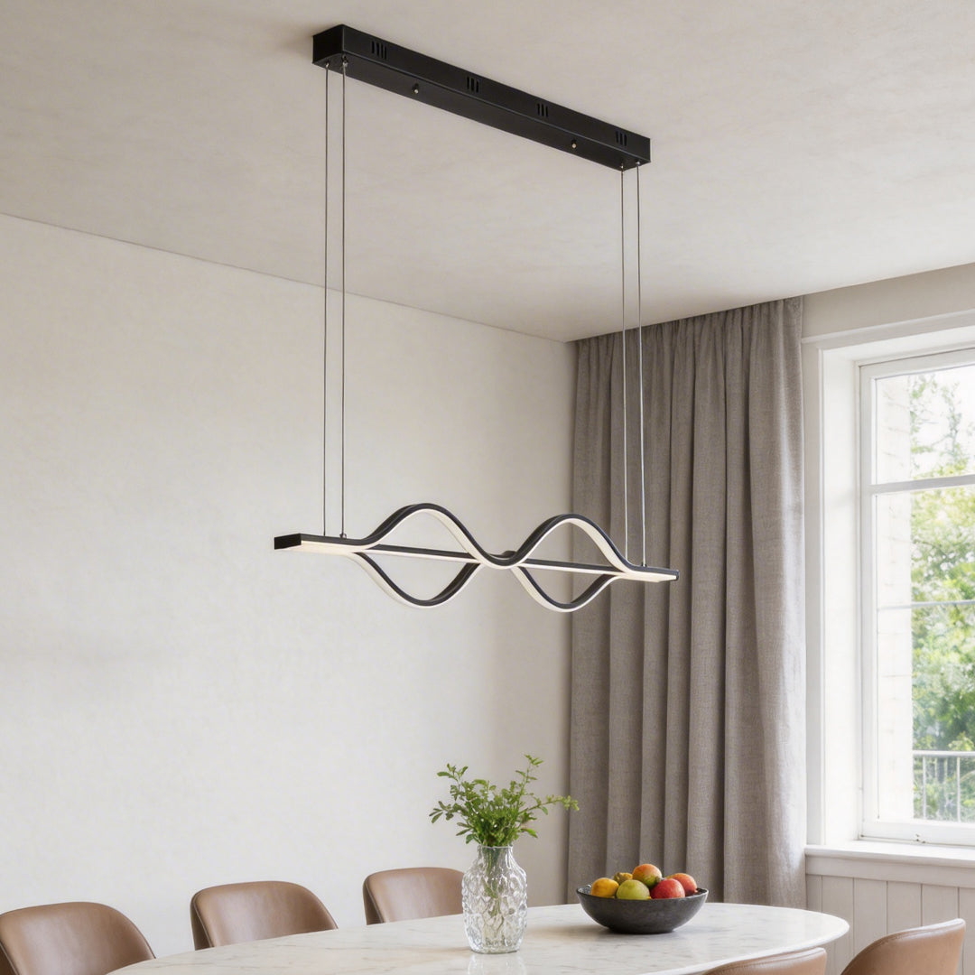 Simple Long Waves Lines 3 Step Dimming Modern Dining Room Chandeliers Design