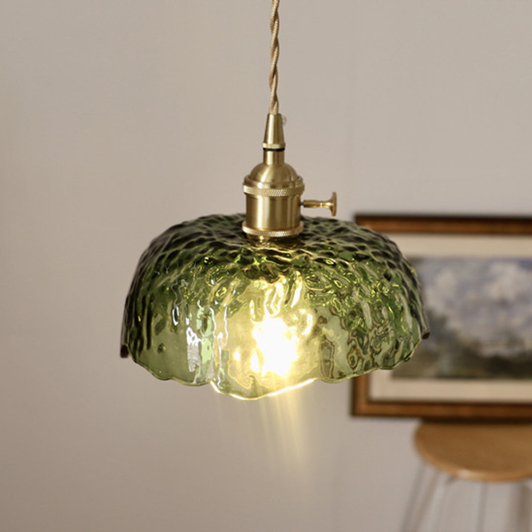 Nordic Pendant Lighting Hammered Glass and Brass Light