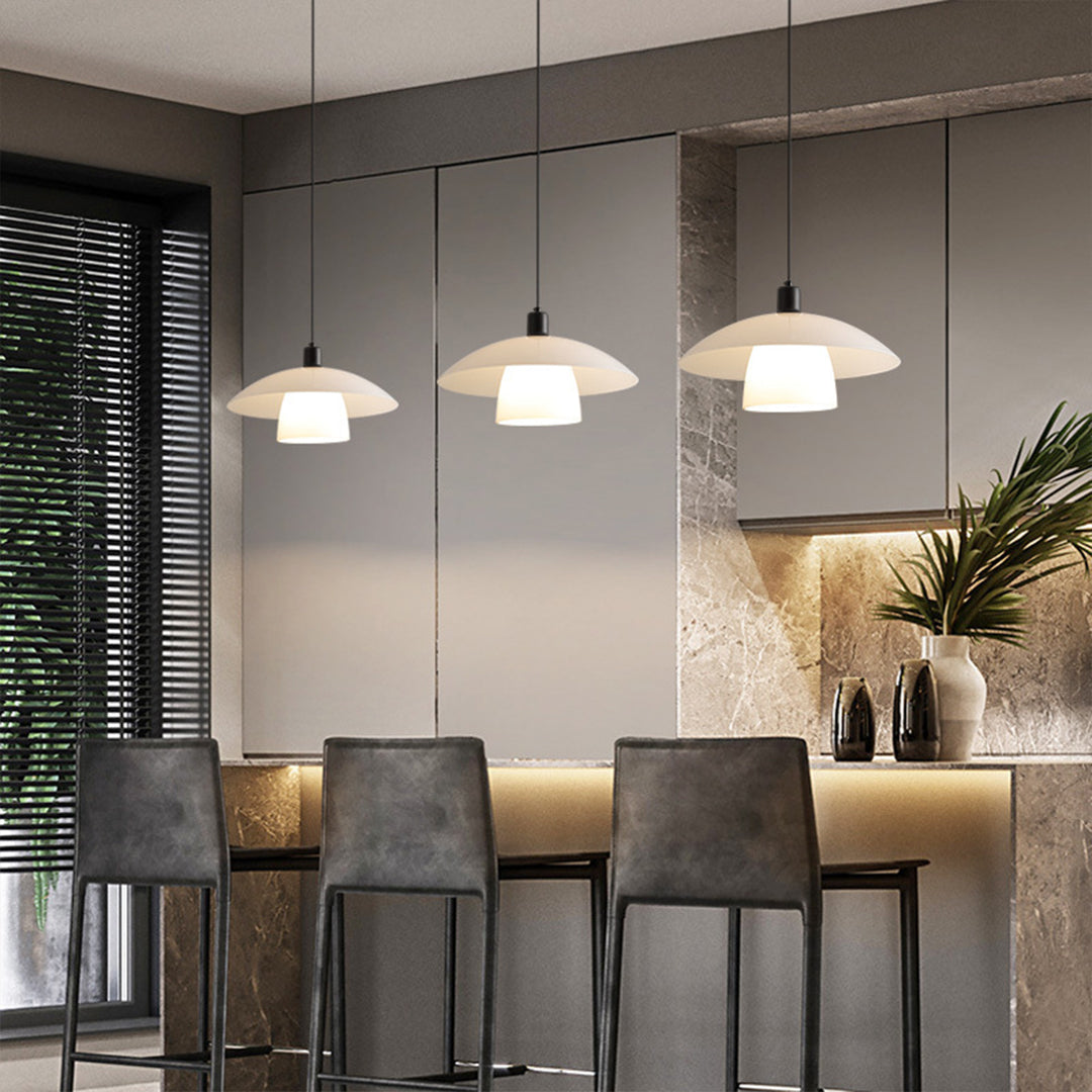 White Pendant Lighting Fixture Wabi Sabi Style Opal Glass Light