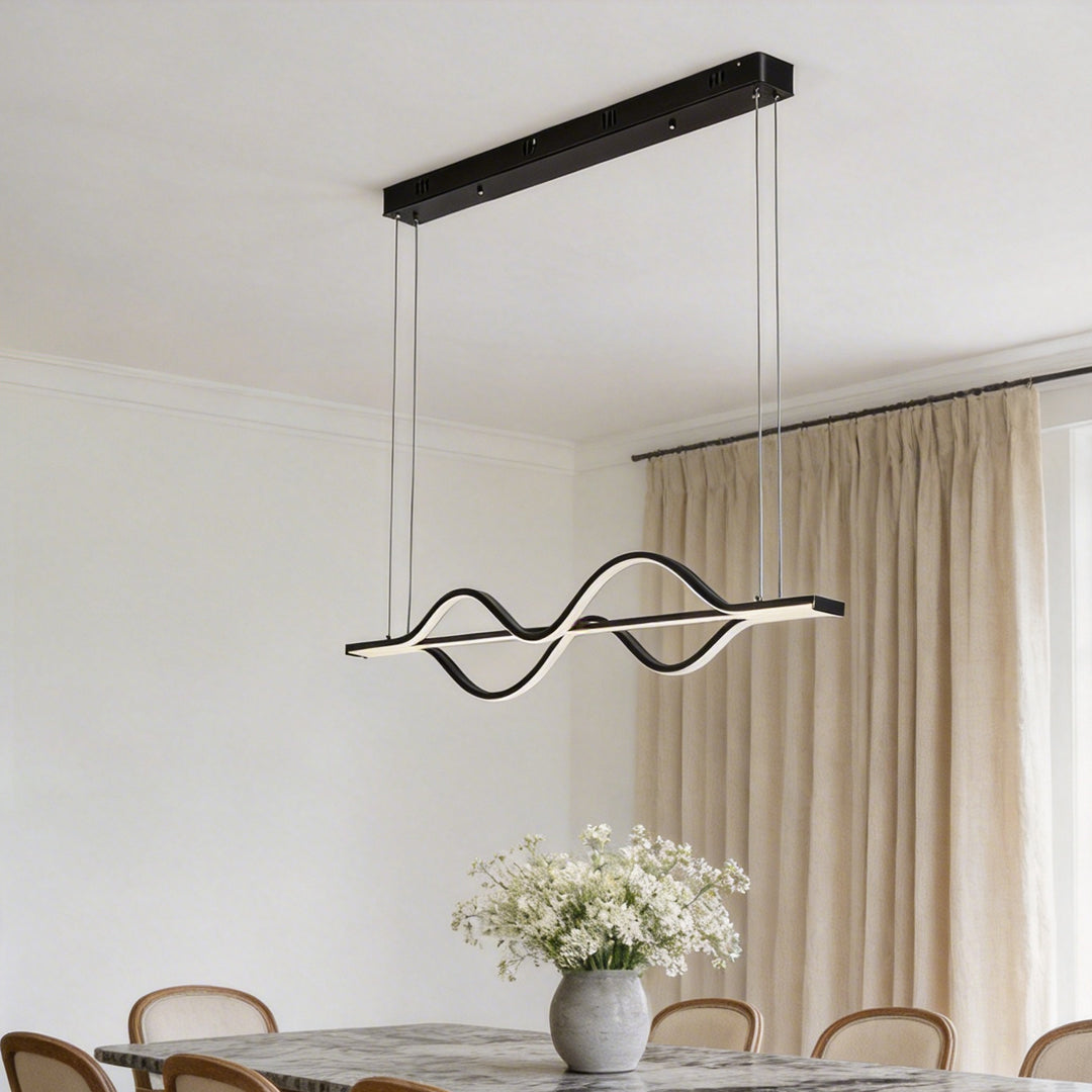 Simple Long Waves Lines 3 Step Dimming Modern Dining Room Chandeliers Design