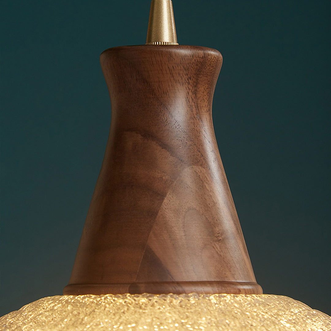 Wood Light Pendant Wabi Sabi Style Glass Pendant Lighting