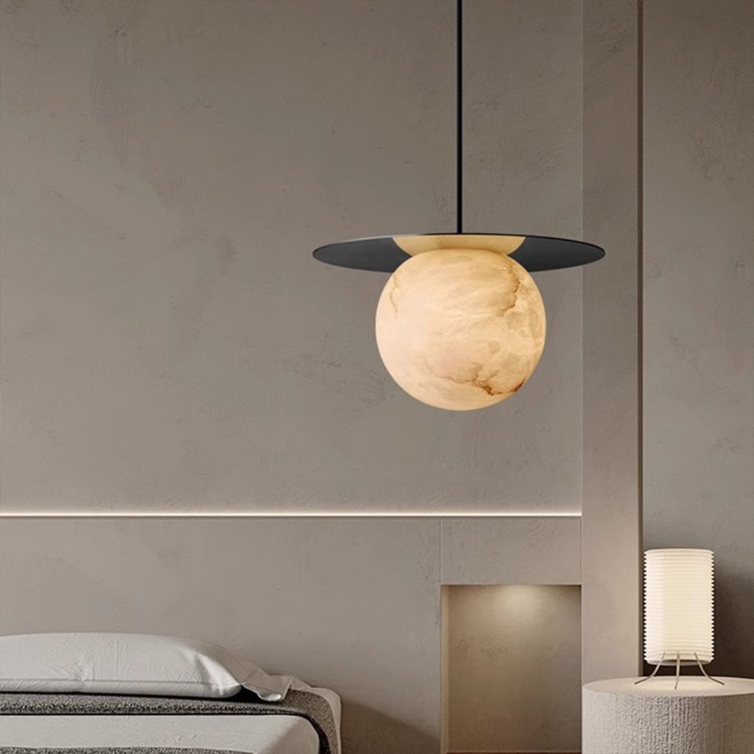Ball Pendant Lights Nordic Natural Marble Full Copper Dining Table Light Fixture