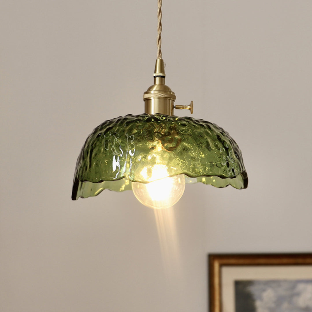 Nordic Pendant Lighting Hammered Glass and Brass Light