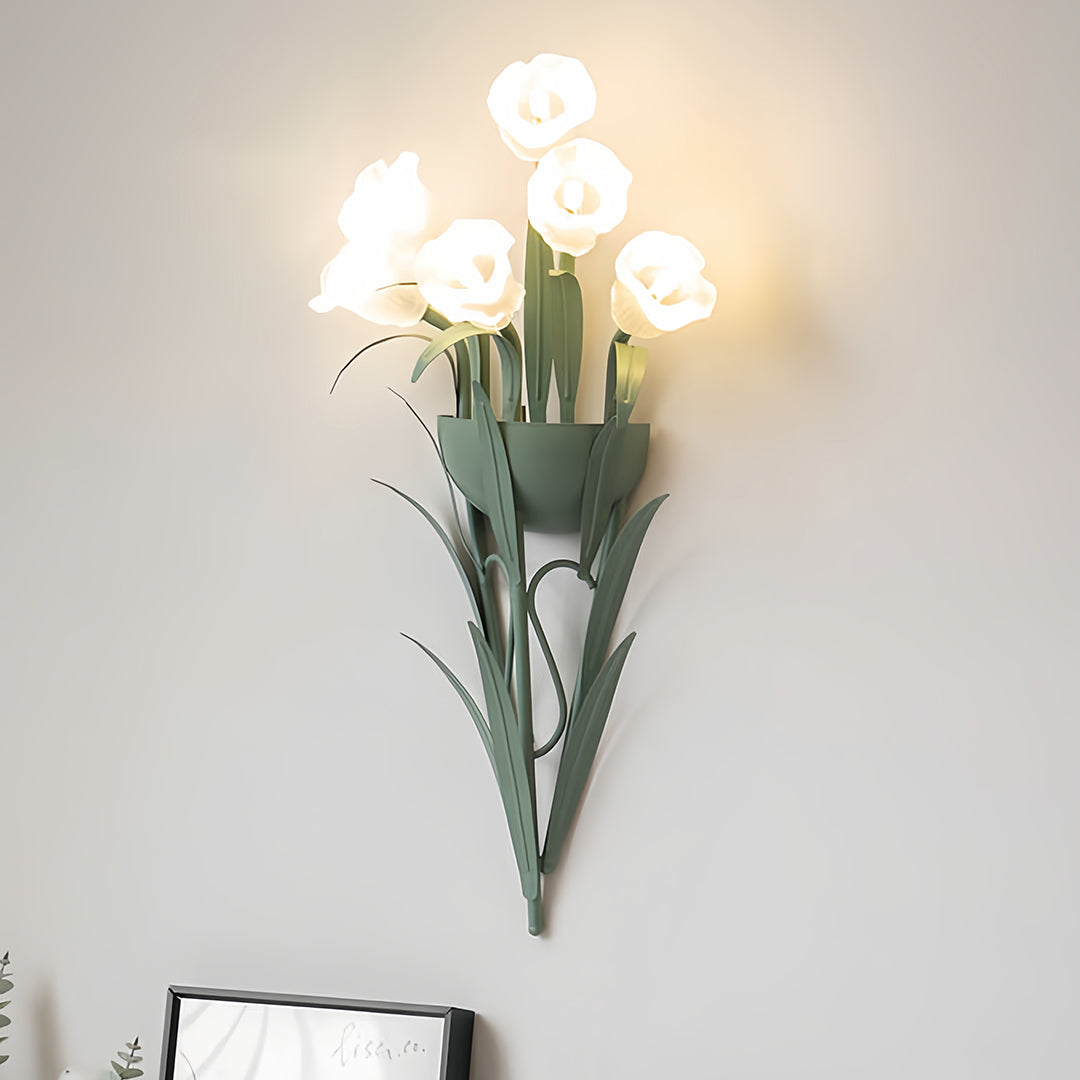 Art Deco Wall Light Creative Green Vintage Flower Decorative Light