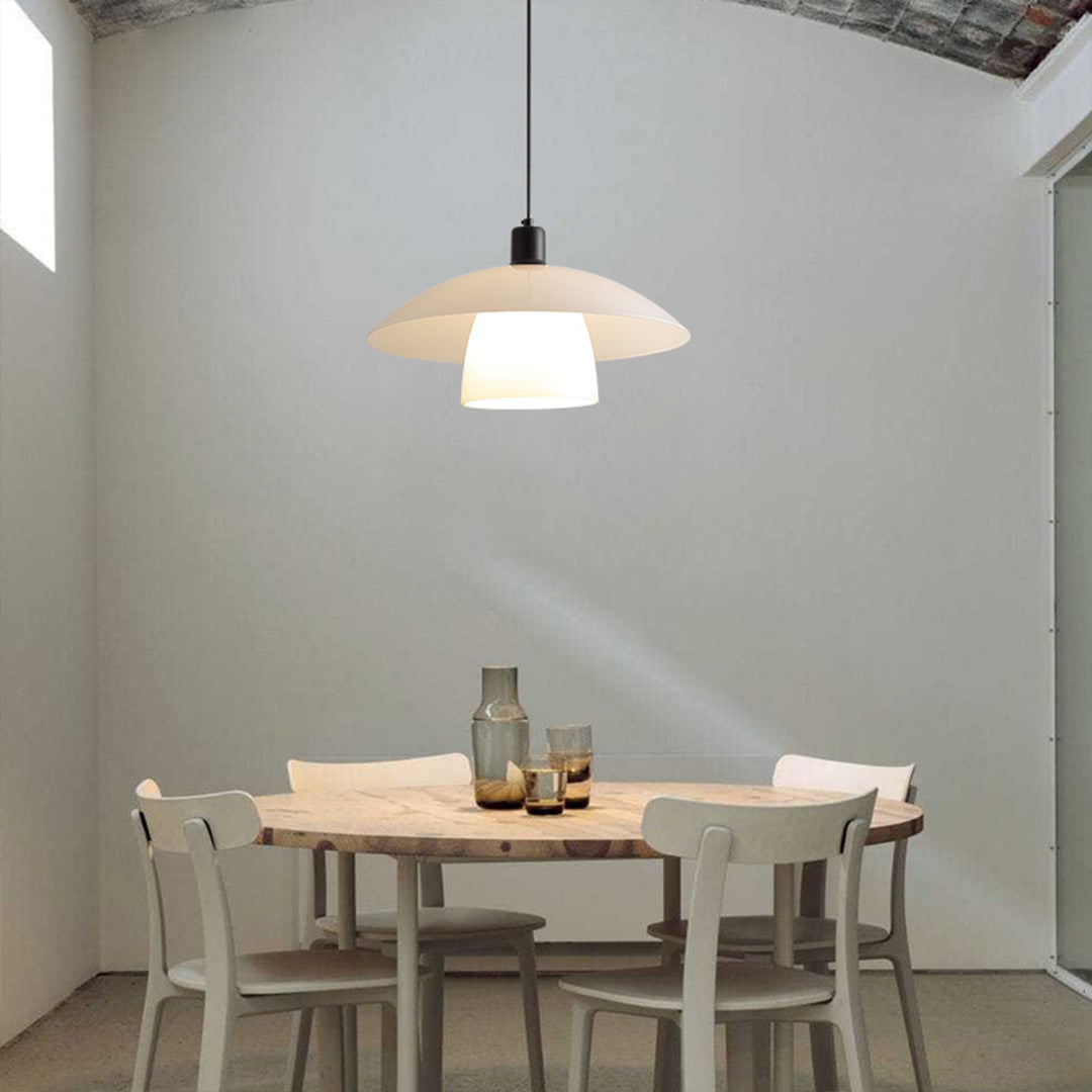 White Pendant Lighting Fixture Wabi Sabi Style Opal Glass Light