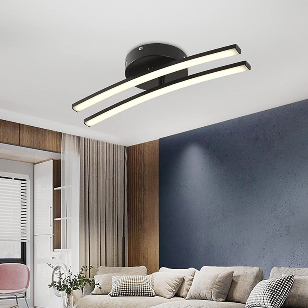 Contemporary Semi Flush Mount Lighting Dual LED Strip Rotating Ceiling Lighting