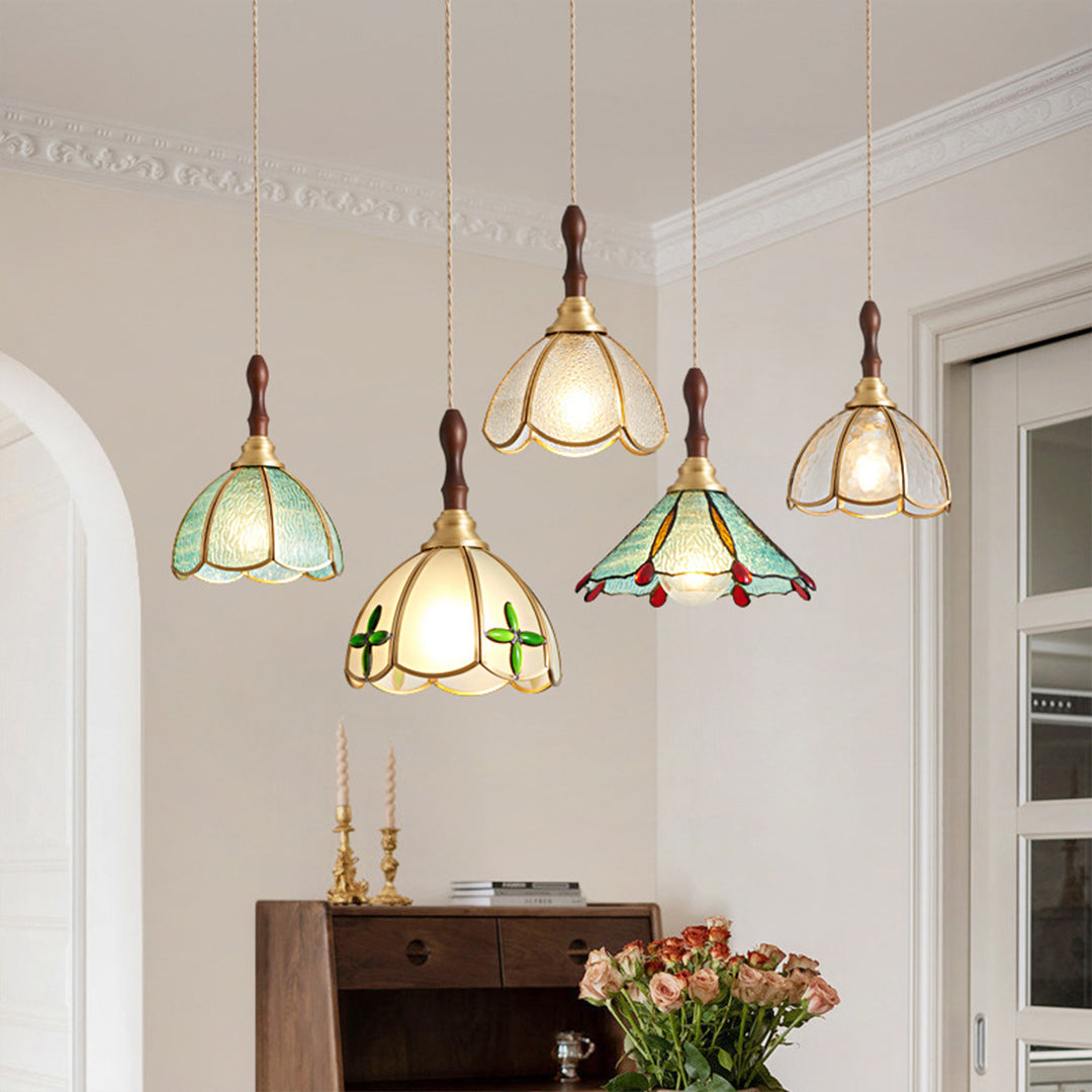 Water Ripple Glass Pendant Lightinging Nordic Full Copper Light