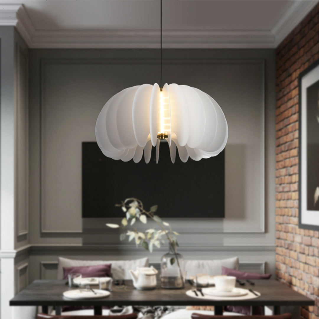 White Shade Pendant Lighting Nordic Cream Style PE Material LED Light
