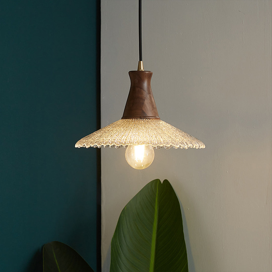 Wood Light Pendant Wabi Sabi Style Glass Pendant Lighting