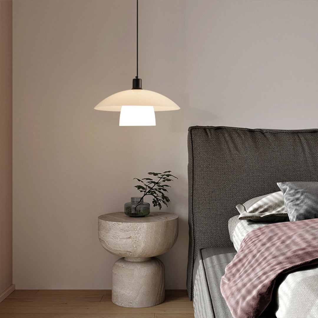 White Pendant Lighting Fixture Wabi Sabi Style Opal Glass Light