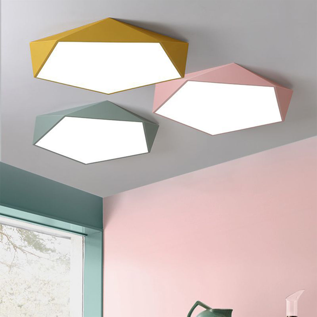 Colorful Flush Mount Ceiling Light Nordic Geometric Wooden Ceiling Light Fixture