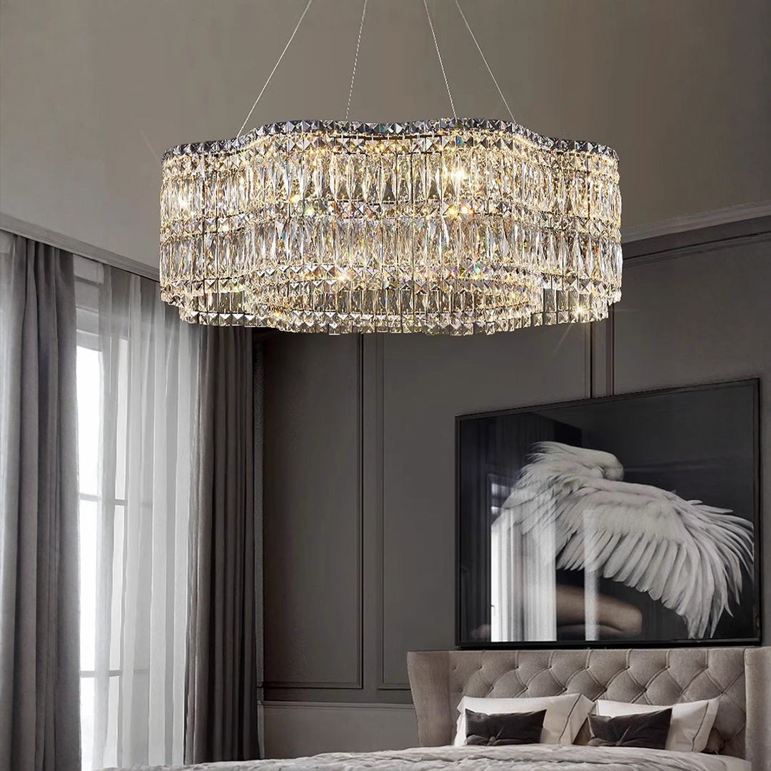 LED Large Crystal Chandelier Elegant Chandelier Light Modern Minimalist Style Design