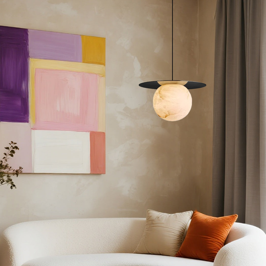 Ball Pendant Lights Nordic Natural Marble Full Copper Dining Table Light Fixture
