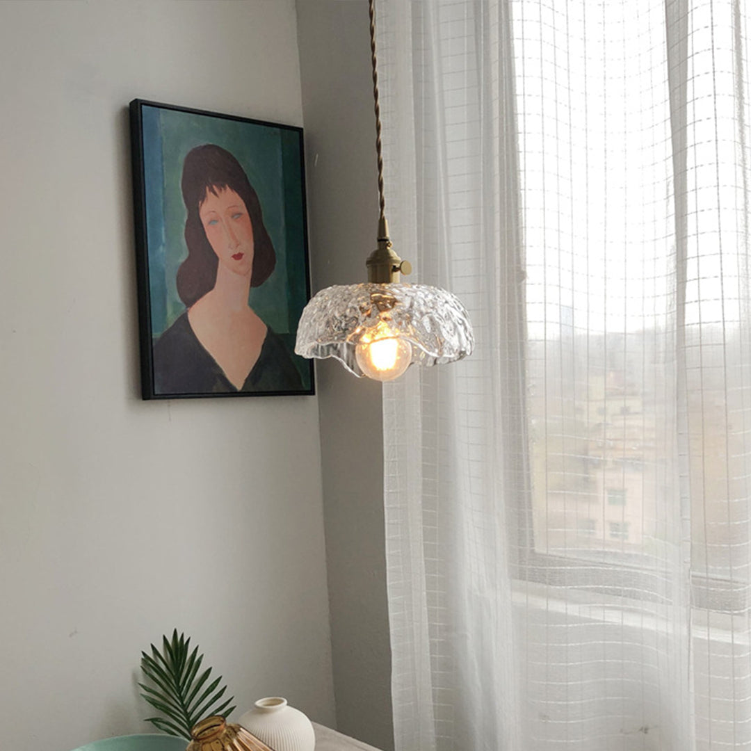 Nordic Pendant Lighting Hammered Glass and Brass Light