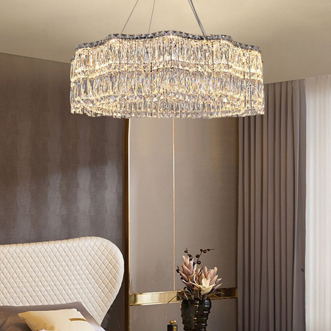 LED Large Crystal Chandelier Elegant Chandelier Light Modern Minimalist Style Design