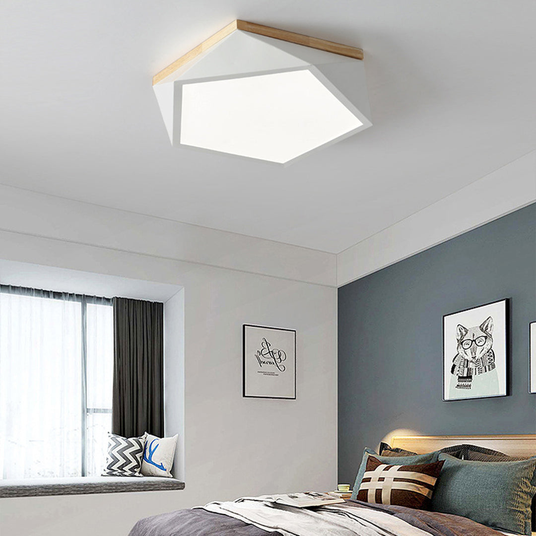 Colorful Flush Mount Ceiling Light Nordic Geometric Wooden Ceiling Light Fixture