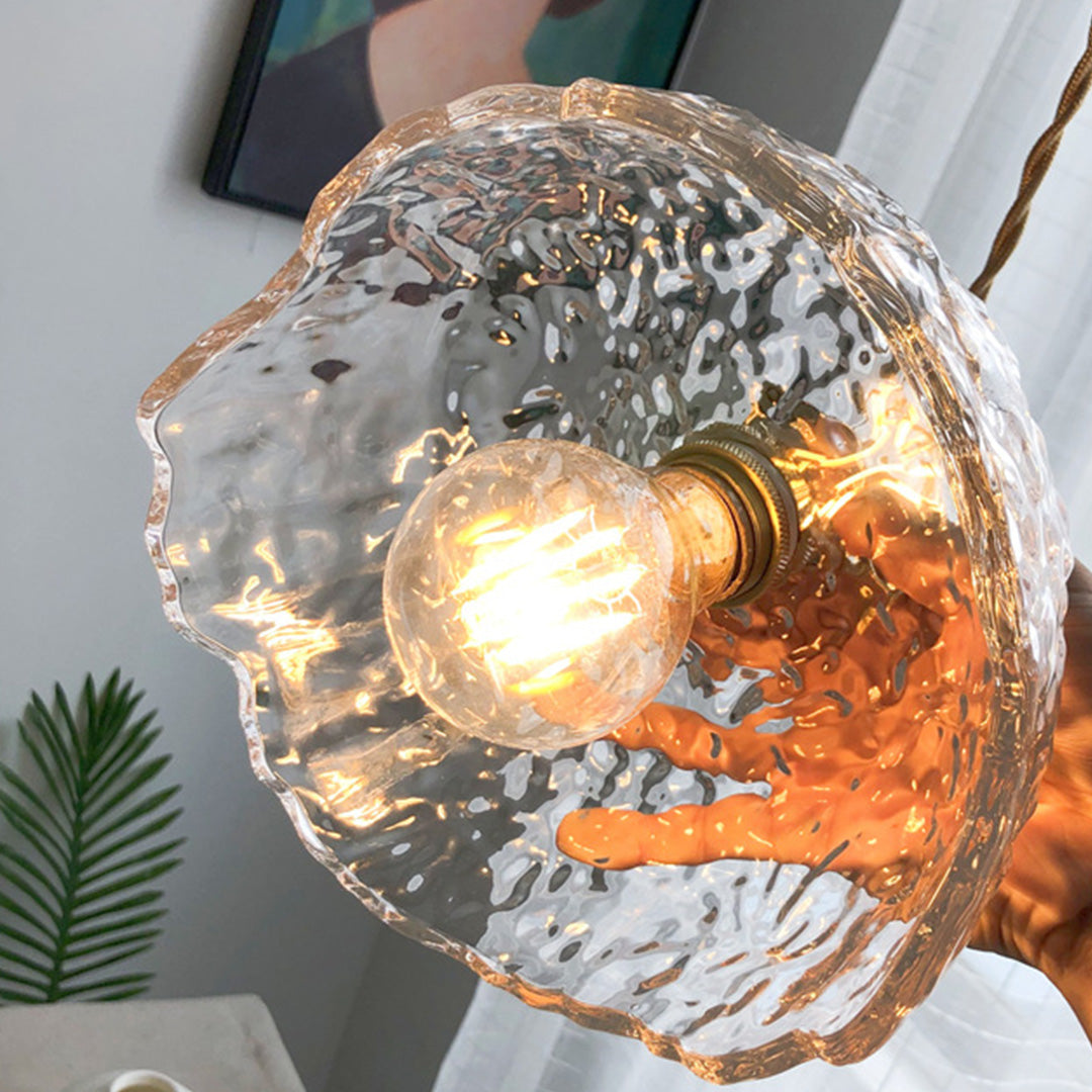 Nordic Pendant Lighting Hammered Glass and Brass Light