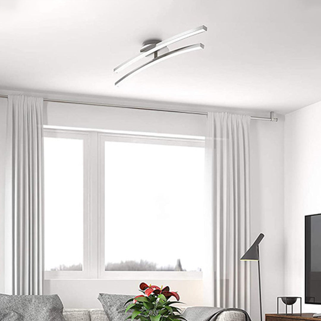 Contemporary Semi Flush Mount Lighting Dual LED Strip Rotating Ceiling Lighting