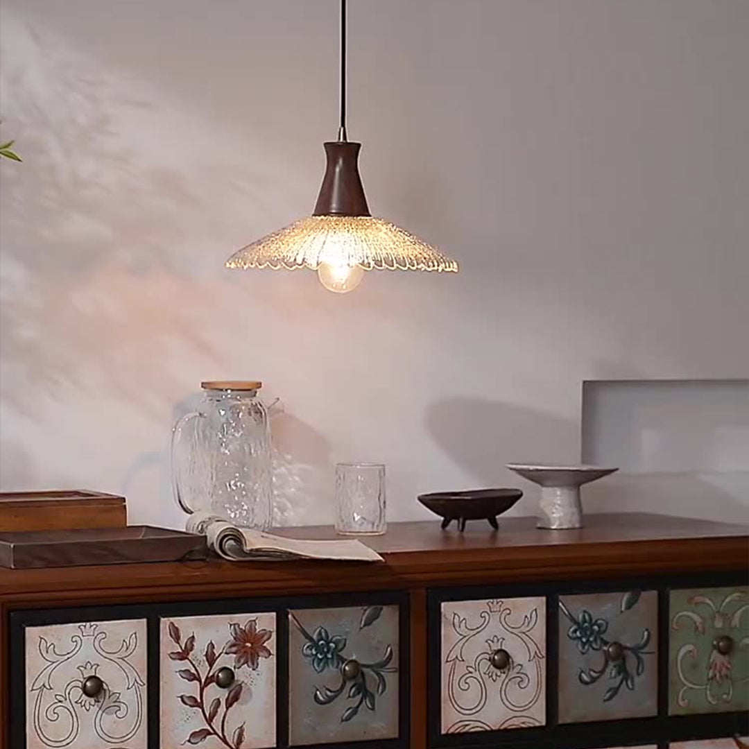 Wood Light Pendant Wabi Sabi Style Glass Pendant Lighting
