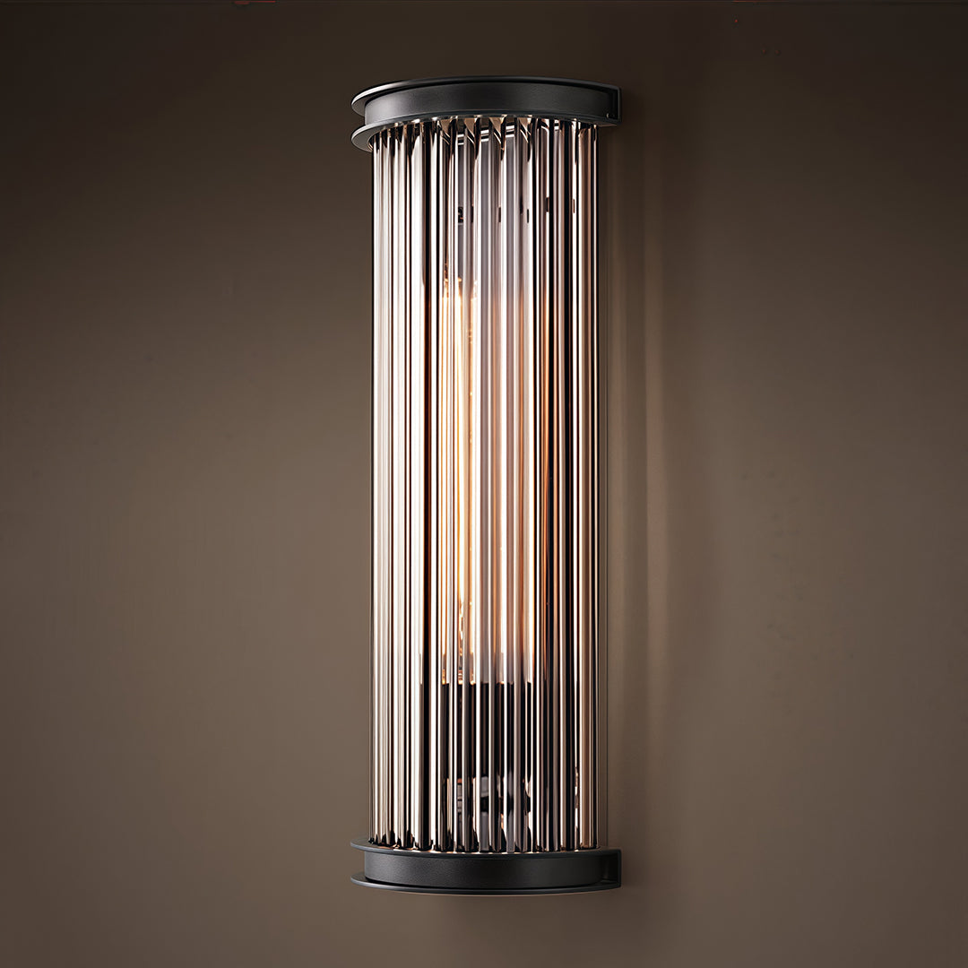 Black Indoor Wall Sconce American Vintage Semi-Circular Glass Rod Wall Lamp