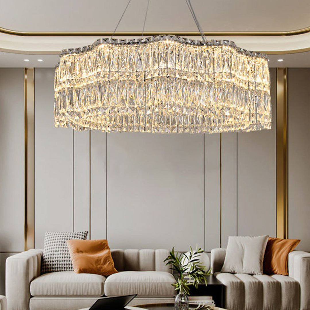 LED Large Crystal Chandelier Elegant Chandelier Light Modern Minimalist Style Design
