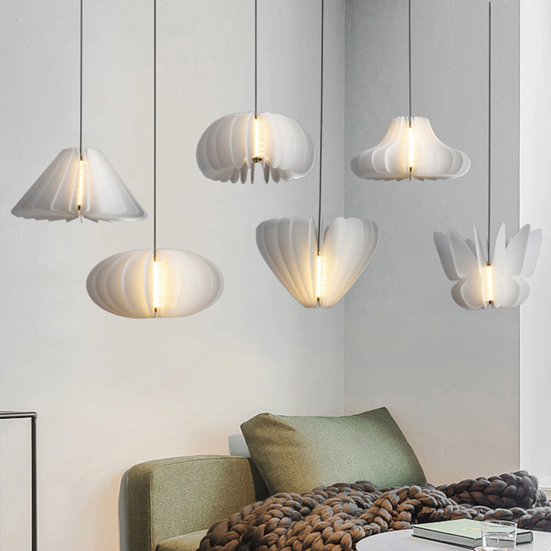 White Shade Pendant Lighting Nordic Cream Style PE Material LED Light