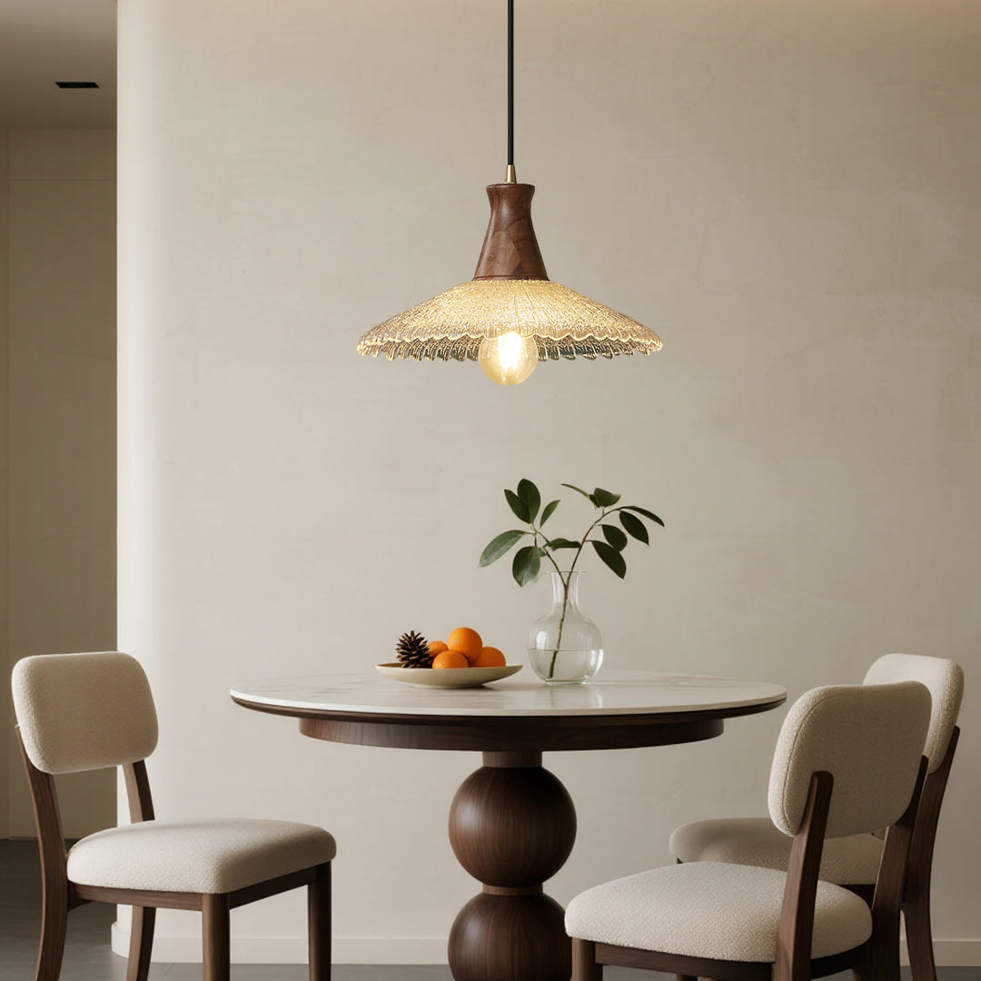 Wood Light Pendant Wabi Sabi Style Glass Pendant Lighting
