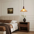 Brass Pendant Lighting Fixtures American Vintage Walnut Wood Cracked Glass Bedroom Light