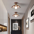 Wood Semi Flush Mount Light Modern Minimalist Lotus Light Design