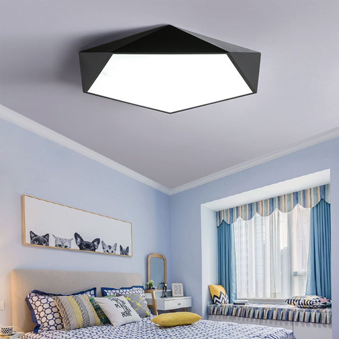 Colorful Flush Mount Ceiling Light Nordic Geometric Wooden Ceiling Light Fixture