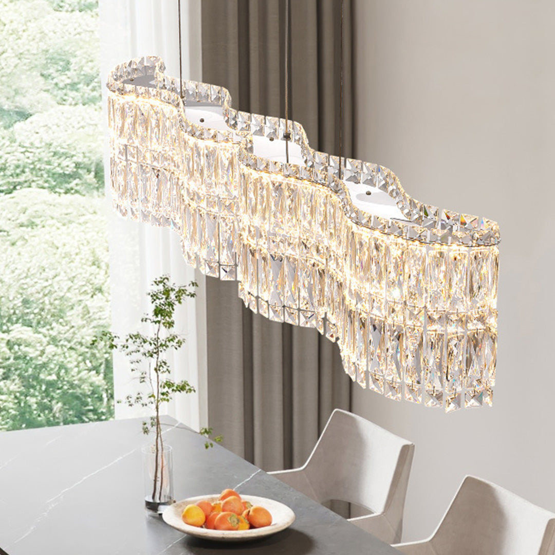 LED Large Crystal Chandelier Elegant Chandelier Light Modern Minimalist Style Design