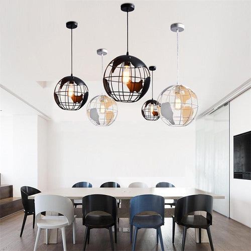 8'' Globe - shaped World Map LED Retro Pendant Lights Hanging Ceiling Lights