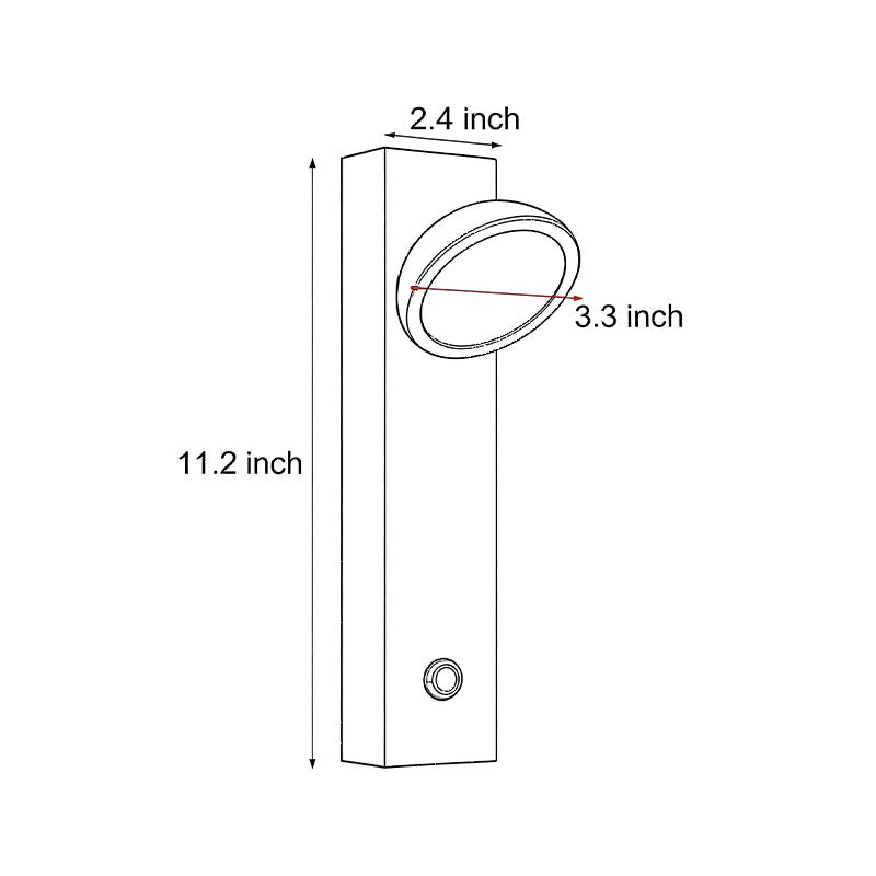 Accent wall lamp dimension drawing with size measurements.