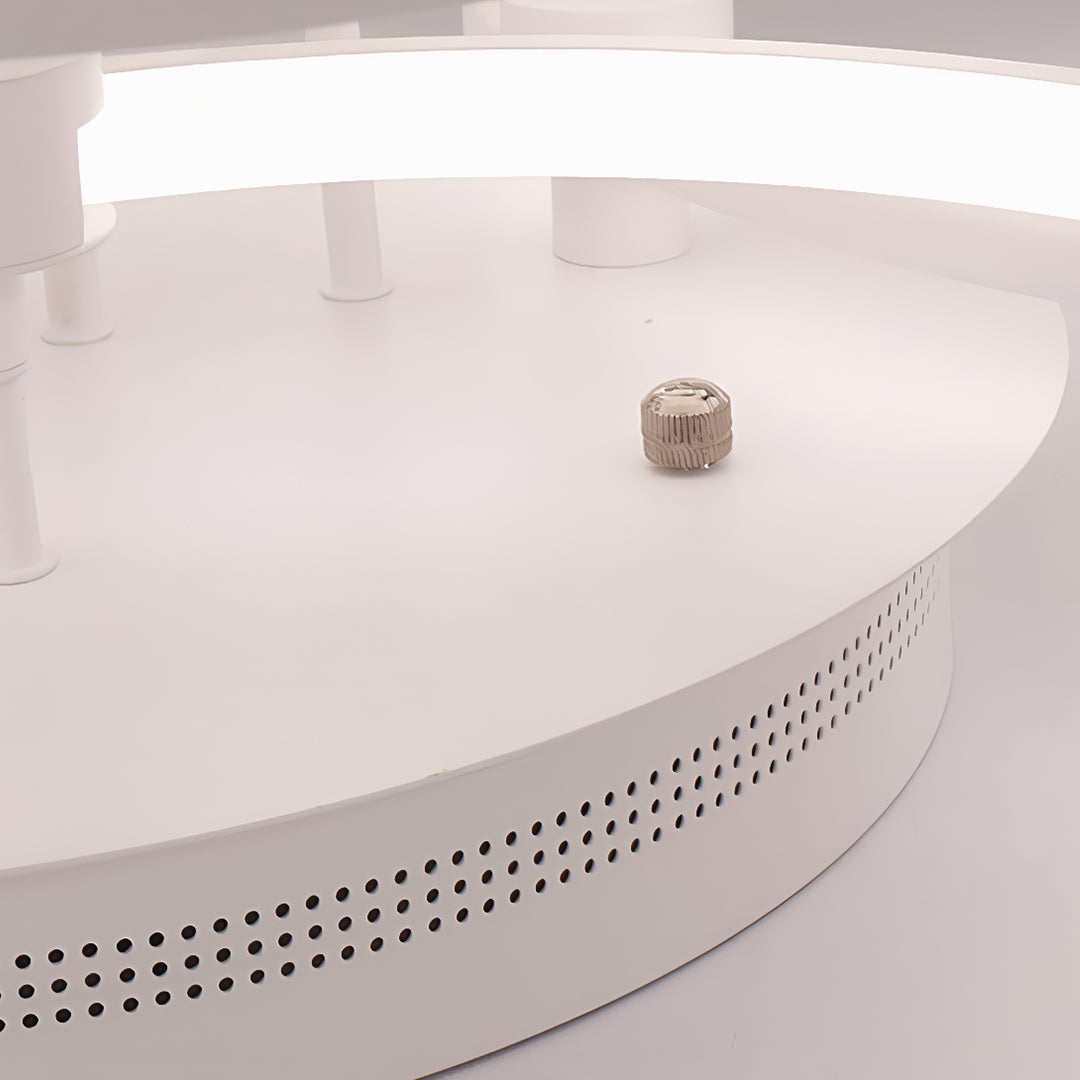 Adjustable angle structure of modern multi ring ceiling lights showing flexible ring rotation.