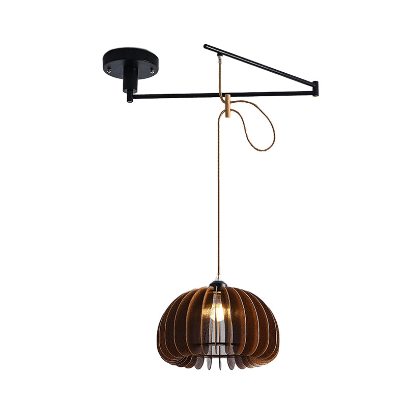 Adjustable pendant light fixture with dome-shaped shade