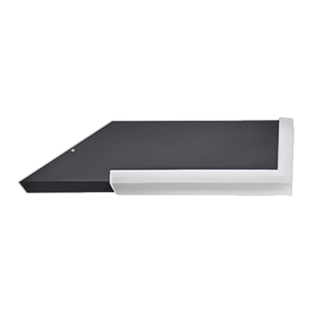 Angled geometric black outdoor wall lantern light fixtures with contemporary exterior design.